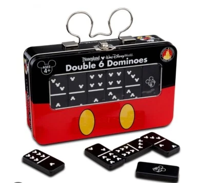 New - Disneyland Mickey Mouse Double 6 Dominoes Game Carry Tin Walt Disney World - Image 1 of 4