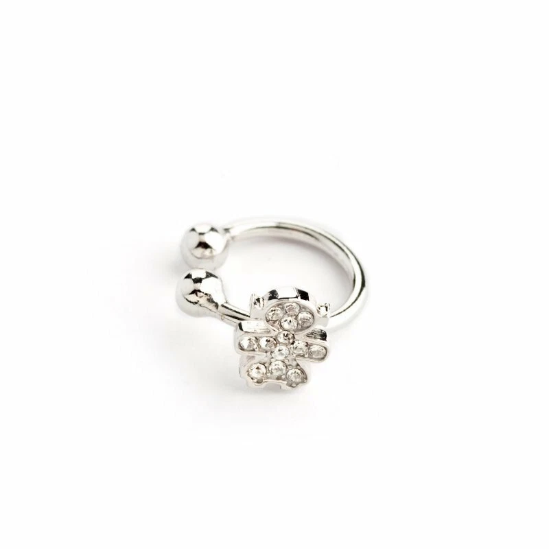 Mono orecchino/ear cuff Mood "Be Cool" in argento rodiato e zirconi con bimba - Immagine 1 di 1
