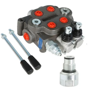 2 Spool 25GPM Hydraulic Directional Control Valve Tractor BSPP + Conversion Plug - Picture 1 of 17