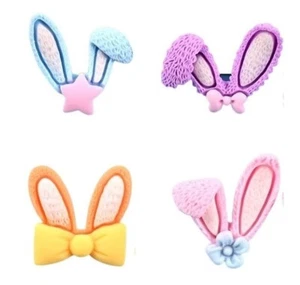 Bunny Ears - Shelly's Buttons - Easter Bunny Flat Back - Craft Scrap Sewing - Picture 1 of 2
