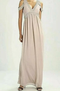 New Womens TFNC Embellished ' Xenia' Maxi Dress Mink Size 8 RRP£40.00 - Picture 1 of 5