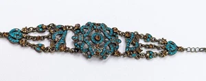 VCLM Bracelet Turquoise Blue Crystal Victorian Style K064 - Picture 1 of 11