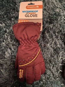 Regatta Hydrofort Ski Gloves Kids 7-10 Years Bergundy NEW - Picture 1 of 1