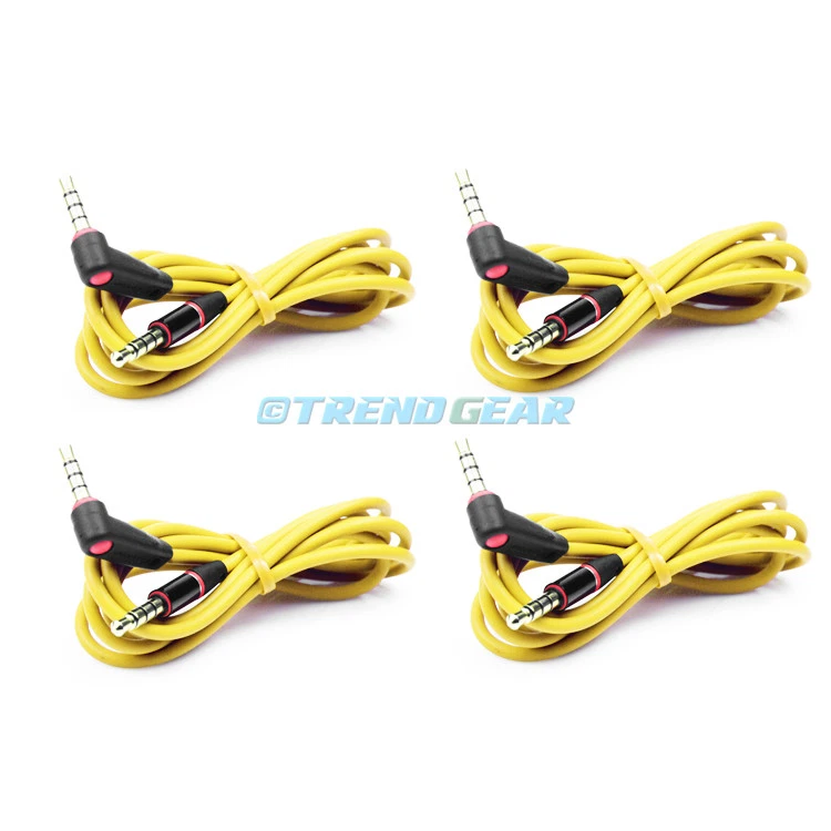 4X 4FT 3.5MM AUX L JACK M/M AUDIO STEREO CABLE YELLOW FOR IPHONE 5S 5C IPOD NANO - Image 1 of 1