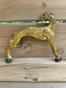 GREYHOUND Old Cast Iron Figural Handle double sided detailed dog hardware - Picture 1 of 24