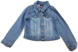 The Childrens Place Denim Jean Jacket Heart Buttons Girls Size 7/8 Button - Picture 1 of 5