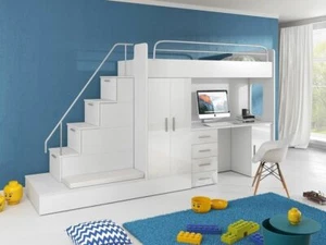 Youth room double bunk bed bunk bed wardrobe desk RAJ 5 IMMEDIATELY - Picture 1 of 6