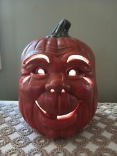 Vintage Ceramic Smiling Jack-O-Lantern Light Halloween Pumpkin 1980s