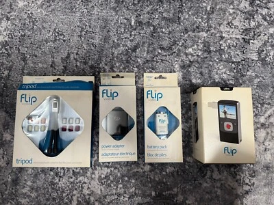 Flip Video Bundle - Flip Video Ultra, mini Tripod, power adapter, battery pack - Image 1 of 4