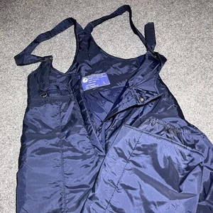 Vintage JC Pennys Bib Mens Large Ski Wear Snow Overalls Pants Blue Nylon 80s - Picture 1 of 10