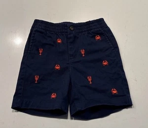 Janie And Jack Boys Size 18-24 Month Navy Blue Lobster Crab Print Shorts Coastal - Picture 1 of 8