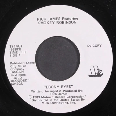 RICK JAMES W/ SMOKEY ROBINSON: ebony eyes / same MOTOWN 7" Single 45 RPM - Image 1 of 2