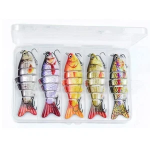 5 pack Lifelike swimbait crankbait fishing lures lot tackle box multi jointed - Picture 1 of 14