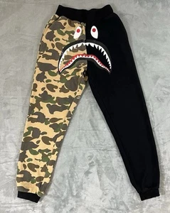A Bathing Ape Joggers Mens M Black Green Woodland Camo Shark BAPE WGM Sweats - Picture 1 of 10