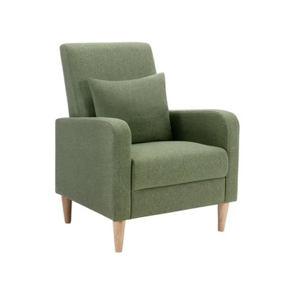 Modern Upholstered Accent Chair Armchair with Pillow, Fabric Reading Living R... - Image 1 of 4