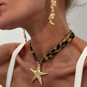 Collar colgante estrella de mar dorado vintage para mujer, joyería gargantilla de metal boho - Imagen 1 de 30