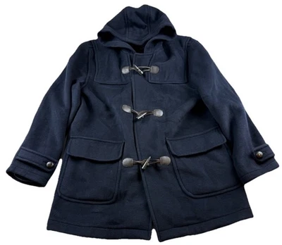 Chaps Hooded Wool Blend Duffle Over Coat Horn Toggle Navy Men’s Size M - Image 1 of 4