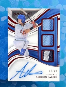 Addison Barger 2023 Panini Immaculate Collection Patch Auto /49 BLUE JAYS ex - Picture 1 of 5