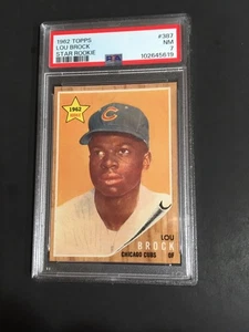 1962 TOPPS LOU BROCK, #387, PSA 7, HOF, ROOKIE CARD (Free Shipping On Any 3!) - Picture 1 of 2