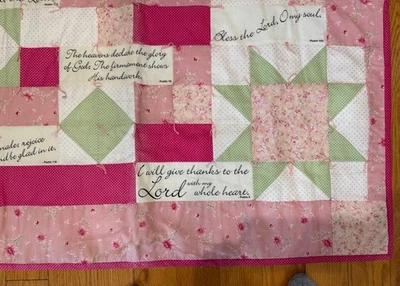Bible Scripture Verses Lap Quilt Handmade Machine Stitch & Hand Tied 48” x 38” - Image 1 of 4