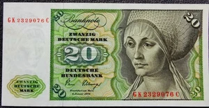 20 Deutsche Mark Geldschein Kassenfrisch von 2 Januar 1980. - Bild 1 von 5