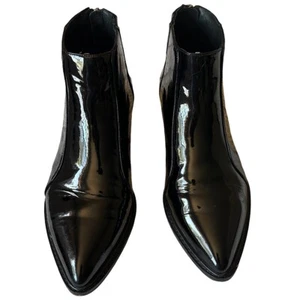 Alias Mae Women’s Black Patent Leather Boots Back Zipper Booties Size 37 (US6.5) - Picture 1 of 14