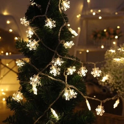 20-LED 118in Snowflake String Lights Fairy Light Christmas Tree Xmas Decor Home - Image 1 of 4