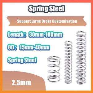 2.5mm Spring Steel Compression Spring 15mm-40mm OD 30mm-100mm Length Rust Proof - Picture 1 of 7