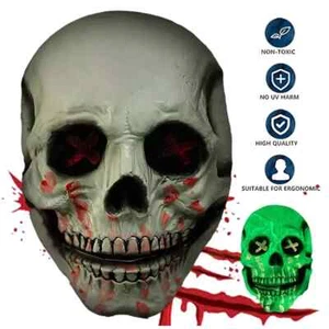 Máscara de calavera de Halloween horror ojo brillante cabeza completa calavera máscaras casco mandíbula móvil - Imagen 1 de 5