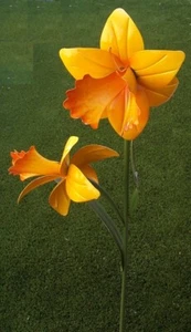 Garden Lawn Yard Decoration Flower Double Daffodil metal pick stake NEW 52" - Picture 1 of 5