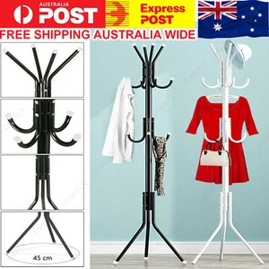 12 Hook Cloth Hanger Stand Hat Clothes Rack Metal Tree Style Storage DF - Picture 1 of 14