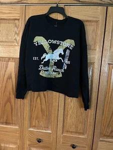 Yellowstone Women's Size L Long Sleeve Dutton Ranch Montana Sweatshirt Black NWT - Picture 1 of 6