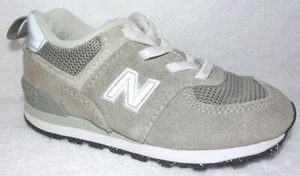 NEW New Balance 574 Core Grey Suede Bungee Sneakers Toddler/Infant Size 3 W - Picture 1 of 3