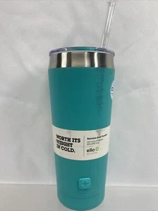 Ello Beacon Vacuum Insulated Tumbler Straw 24oz Stainless Steel Teal Cold Cup - Picture 1 of 5