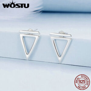 Wostu 925 Sterling Silver Simple Triangle Geometric Ear Studs  Earrings Party