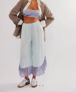 FREE PEOPLE Morning Kiss Sleep Pants XS Relaxed Wide Leg Low Rise New - Picture 1 of 5