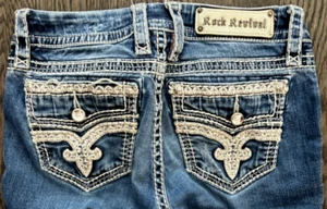 WOMENS Rock Revival "JASNA" Faux Flap Pockets  Ankle Skinny Jeans 28x27 - Picture 1 of 19