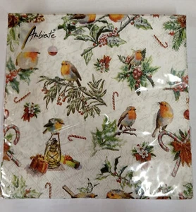 Robin Christmas Party Napkins Robins Decoupage Paper Serviettes 3 Ply x 20 - Picture 1 of 2
