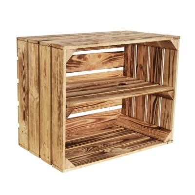 Geflammte Obstkiste 50x40x30cm Holzkiste Weinkiste Schuhregal Wandregal Kiste - Bild 1 von 4