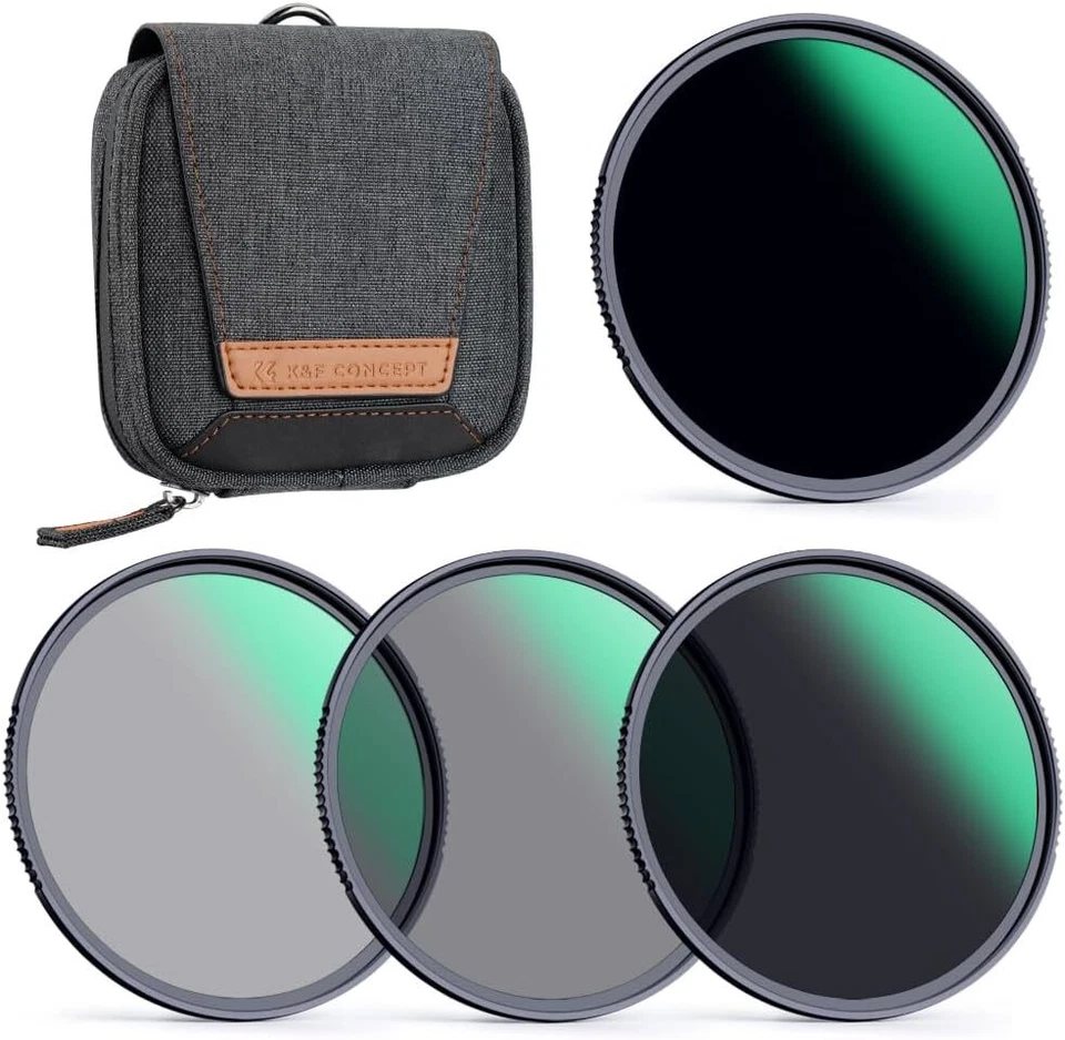 K&F Concept Fixed ND Neutral Density ND4 ND8 ND64 ND1000 Lens Filter Kit w Pouch - Image 1 of 4