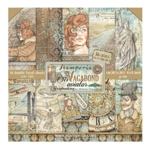 Stamperia 8" x 8" Paper Pad - Sir Vagabond Aviator 10/pk Double Sided - Picture 1 of 10