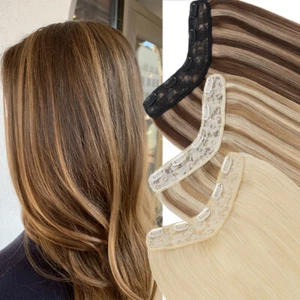 CLEARANCE 100% Remy One Piece Clip In Human Hair Extensions Weft U Part V-Shape - Picture 1 of 38