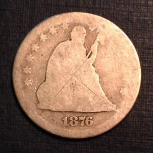 1876 CC Seated Liberty Quarter 25 Cents cd - - Picture 1 of 2