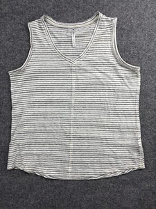 Kuhl Tank Top Women's Medium White Gray Stripe V-Neck Stretch Basic Sleeveless - Picture 1 of 6