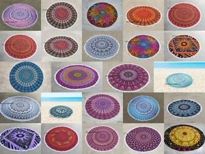 48" Beach Roundie Hippie Mandala Round Tapestry Boho Yoga Mat Bohemian Sheet US - Picture 1 of 149