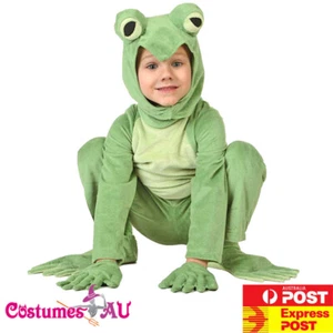 Child Green Frog Prince Costume Kids Boys Girls Book Week Zoo Party Jumpsuit - Picture 1 of 5