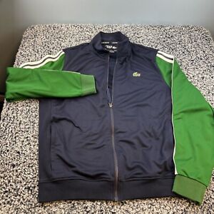 Lacoste Sport Track Jacket Mens Extra Large Full Zip Green Blue Casual Mock Neck