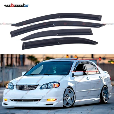 For 2003-2008 Toyota Corolla Sedan 4DR JDM Mugen Style Window Visors Rain Guards - Image 1 of 4