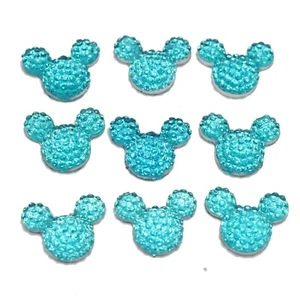 100 gemas de diamantes de imitación punteados de resina azul cielo cabeza de ratón cabachones 14X12 mm - Imagen 1 de 6