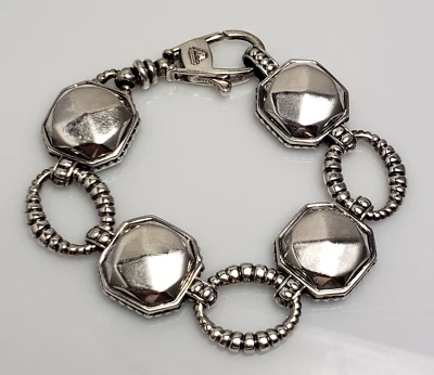 LAGOS Caviar Sterling " Silver Rocks " Chunky Link Bracelet 7.5" - Image 1 of 4